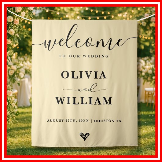 Tenture Butter Yellow Wedding Welcome Sign Backdrop