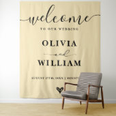 Tenture Butter Yellow Wedding Welcome Sign Backdrop (En situation)