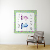 Tenture C`est Twins Licorne Rose et Bleu Baby Shower (En situation (horizontale))