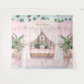 Tenture Cabanon de piscine rose et blanc d'été (Devant (Horizontal))