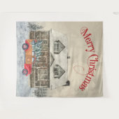 Tenture Cabanon d'hiver Camion rouge Noël (Devant (Horizontal))