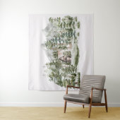 Tenture Cabine d'aquarelle dans la forêt de pins verts (En situation)