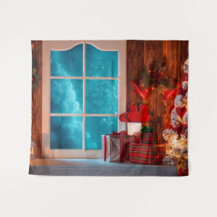 Tenture Cabine d'arbre de Noël hiver Xmas Fond