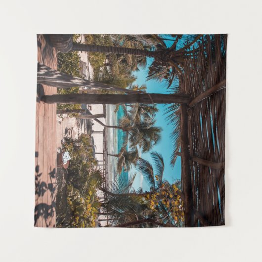 Tenture Cabine de Nipa sous les cocotiers (Devant (Horizontal))