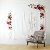 Tenture Cabine de Photographie de Mariage Fleurs Rose Bour (En situation (horizontale))