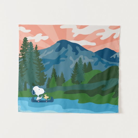 Tenture cacahuètes | Canoë Snoopy & Woodstock (Devant (Horizontal))