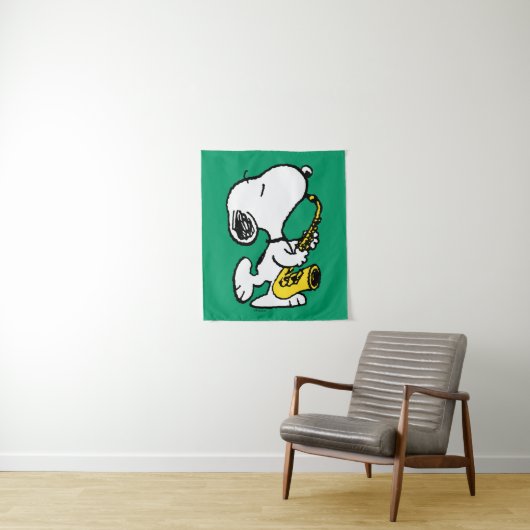 Tenture cacahuètes | Lecteur Snoopy Saxophone (En situation)
