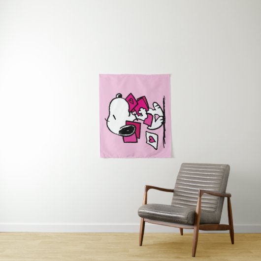 Tenture cacahuètes | Saint Valentin | Snoopy Avec Valentin (En situation)