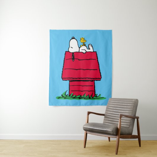 Tenture cacahuètes | Snoopy & Woodstock Doghouse (En situation)