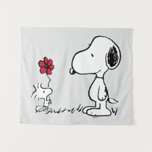 Tenture cacahuètes   Snoopy & Woodstock Rouge & Noir
