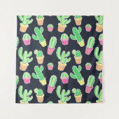 Tenture Cactus au néon d'aquarelle dans le motif de pots (Devant (Horizontal))