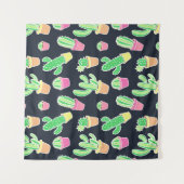 Tenture Cactus au néon d'aquarelle dans le motif de pots (Devant)