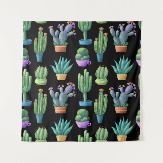 Tenture Cactus Colorés : Whimsical Seamless Design. (Devant)