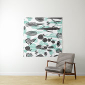 Tenture Cactus Dessinés À La Main : Doodle sans joint (En situation (horizontale))