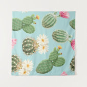 Tenture Cactus, fleurs roses : décor clair (Devant (Horizontal))