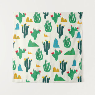 Tenture Cactus Naturel : Art Folk Sans Couleur.