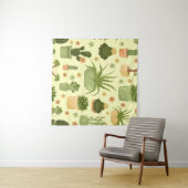 Tenture Cactuses and succulents seamless pattern. Housepla (En situation (horizontale))