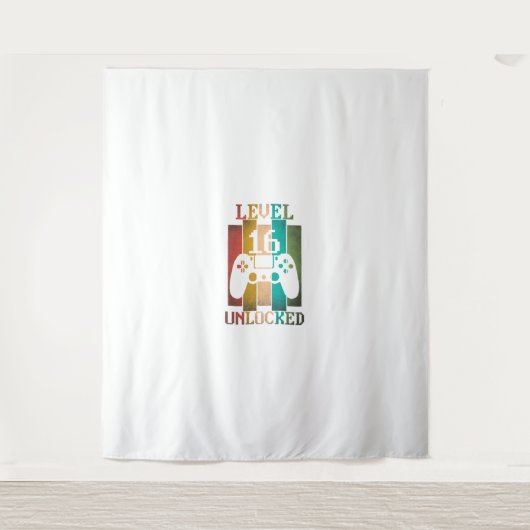 Tenture Cadeau 16e anniversaire homme Niveau 16 débloqué j (Devant)