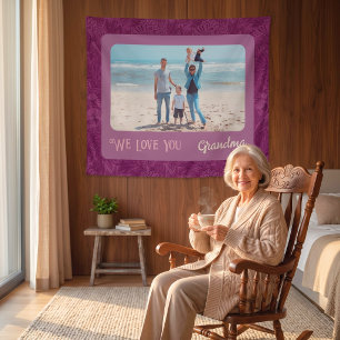 Tenture Cadeau Chic Grand-mère Texte Photo Personnalisé Ro