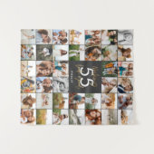 Tenture cadeau d'anniversaire chic multi photo script modi (Devant (Horizontal))
