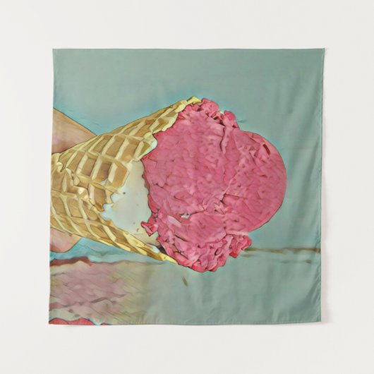 Tenture Cadeau d'anniversaire de crème glacée (Devant (Horizontal))