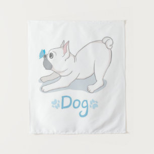 Tenture Cadeau de chien mignon Chien drôle avec papillon