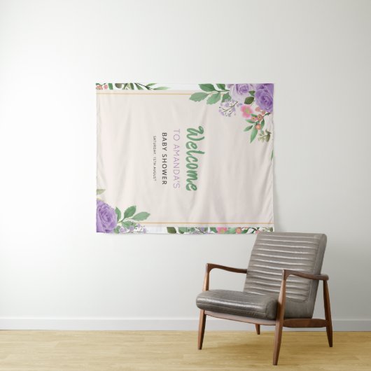 Tenture Cadeau de Naissance Bébé Fleur Violette Baisers de (En situation (horizontale))