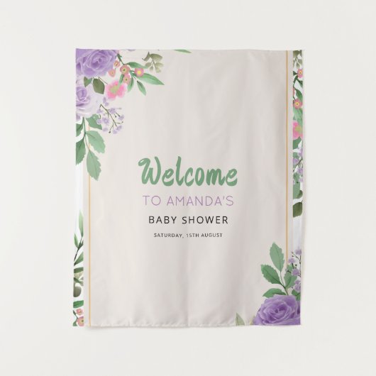 Tenture Cadeau de Naissance Bébé Fleur Violette Baisers de (Devant)