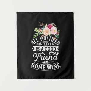 Tenture Cadeau de Noël Bon ami et un peu de vin
