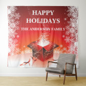 Tenture Cadeau de Noël festif surprise flocons de neige (En situation (horizontale))