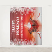 Tenture Cadeau de Noël festif surprise flocons de neige (Devant)