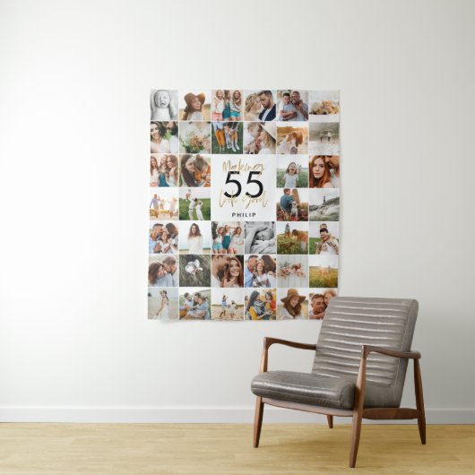Tenture cadeau de script de photo multiple chic âge éditab (En situation)