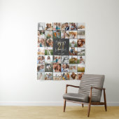 Tenture Cadeau de script multi-photo d'anniversaire 21 ans (En situation)