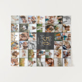 Tenture Cadeau de script multi-photo d'anniversaire 50 ans (Devant (Horizontal))