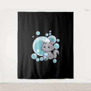 Tenture Cadeau de thé bulle de chat Funny Boba Tea Cats