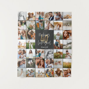 Tenture Cadeau moderne 40e anniversaire multi photo script