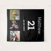 Tenture cadeau personnalisé photo monogramme homme noir po (Devant (Horizontal))