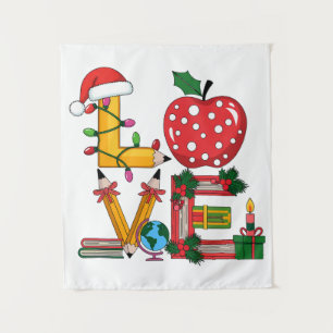 Tenture Cadeau pour Enseignant Crayon Apple Livres d'Amo