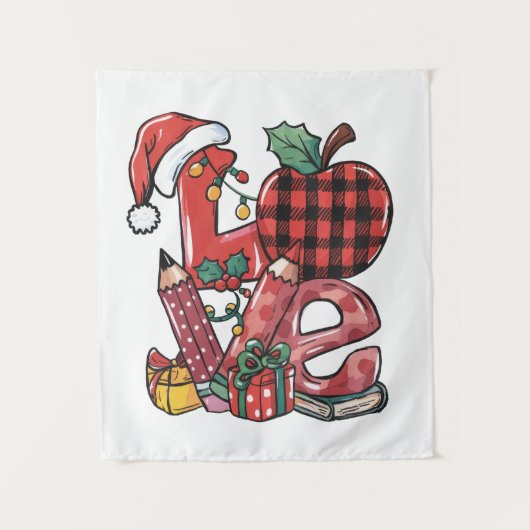 Tenture Cadeau pour Enseignant | Joyeux Noël Amour (Devant)