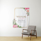 Tenture Cadre Baby shower Floral Rose Or (En situation)