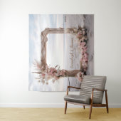 Tenture Cadre Carré en bois flotté d'élégance blanchie (En situation)