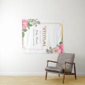 Tenture Cadre de Baby Shower Fille Floral Rose Doré (En situation (horizontale))