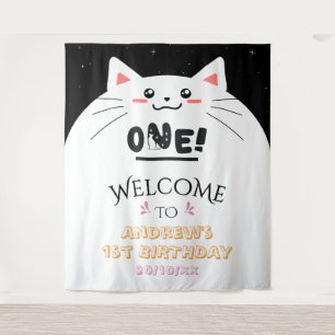 Tenture Cadre de chat mignon étoiles scintillantes 1er ann