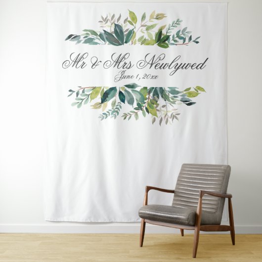 Tenture Cadre de feuillage vert Mariage fond photo (En situation)