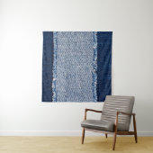 Tenture Cadre de jean bleu denim fringé. (En situation (horizontale))