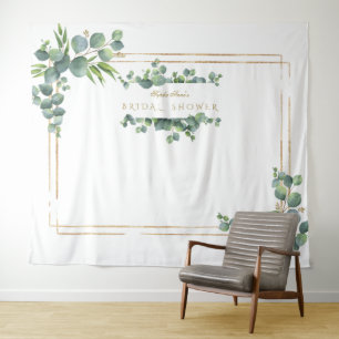 Tenture Cadre de mariage doré avec feuillage d'eucalyptus