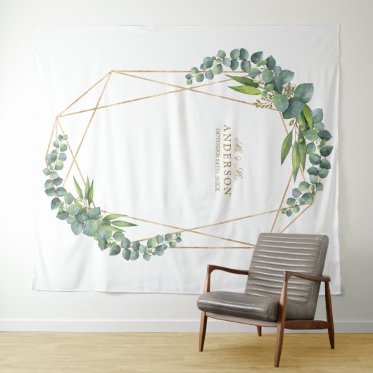 Tenture Cadre de mariage en or fleuri d'eucalyptus luxuria (En situation (horizontale))