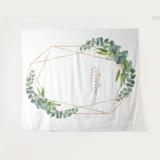 Tenture Cadre de mariage en or fleuri d'eucalyptus luxuria (Devant (Horizontal))