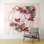 Tenture Cadre de Parties scintillant géométrique or & Fleu (En situation (horizontale))