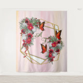 Tenture Cadre de Parties scintillant géométrique or & Fleu (Devant)